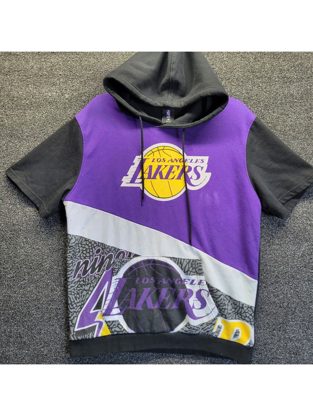 NBA Lakers Hoodie Short Sleeve Mens Sz M Multicolor